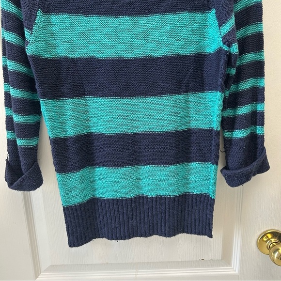Ricki’s Striped Blue Teal Sweater Lightweight Cotton Open Weave Size Small - Picture 8 of 14